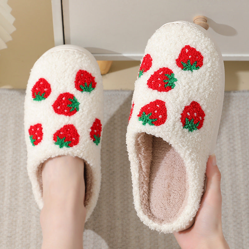 Comfortable Home Cute Cartoon Strawberry Winter Cotton Slippers