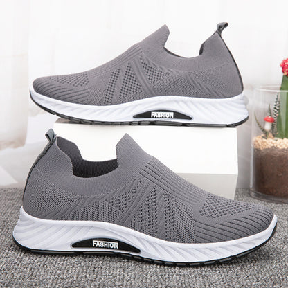 Casual Slip-on Mesh Sports Shoes Flying Woven Soft Running Walking Shoes Men