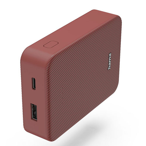 Hama Colour 10 Red 10000mAh Fast Charge Powerbank, USB-A &amp; USB-C, LED Capacity Indicator