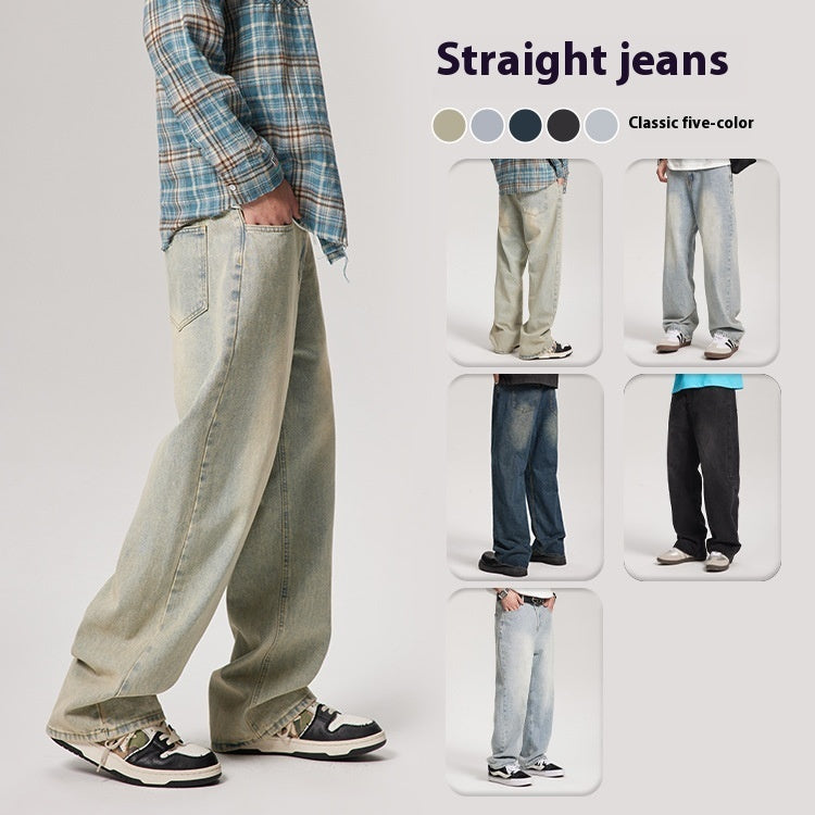 American Style Trend Washed Straight Jeans