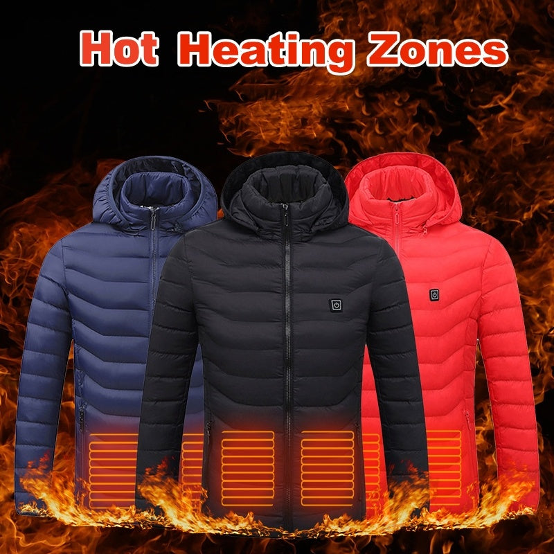 New Heated Jacket Coat USB Electric Jacket Cotton Coat Heater Thermal Clothing Heating Vest Men&