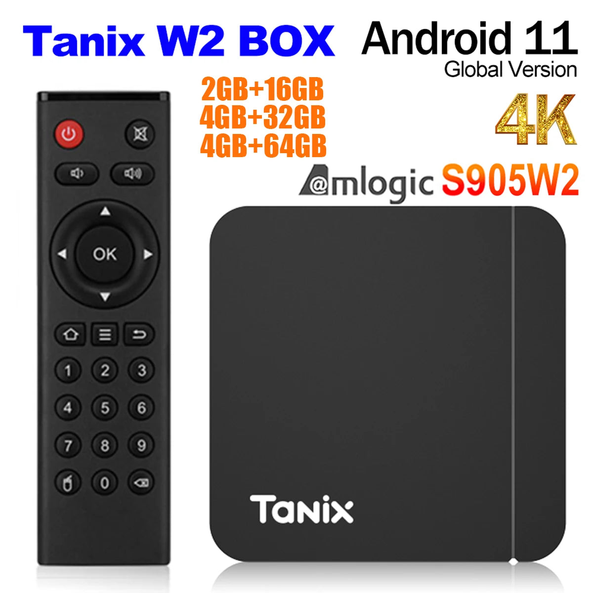 Tanix W2 Android 11 TV box Amlogic S905W2 2GB 16GB 2.4G/5G Dual Wifi BT Media player Set Top Box VS Tanix X4 Box