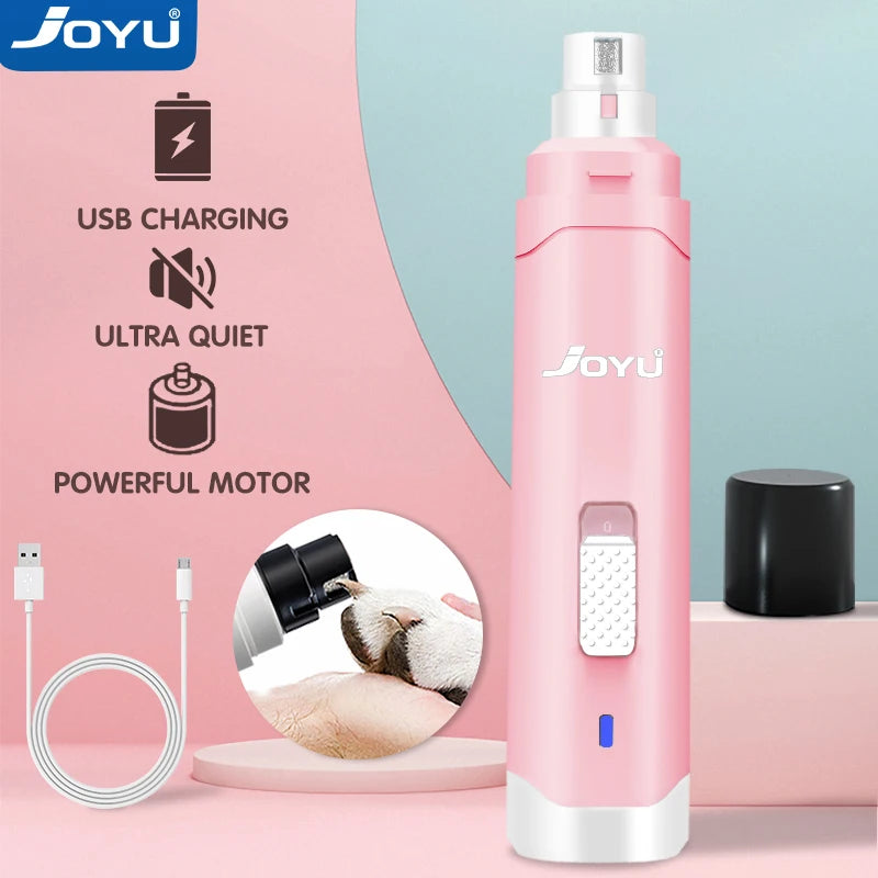 JOYU Dog Pink Nail Grinder Electric Rechargeable Pet Nail Clippers USB Charging Low Noise Pet Cat Paws Nail Grooming