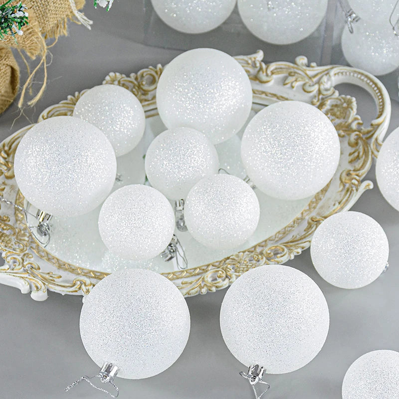 6pcs/box Christmas White Plastic Ball Christmas Tree Decoration