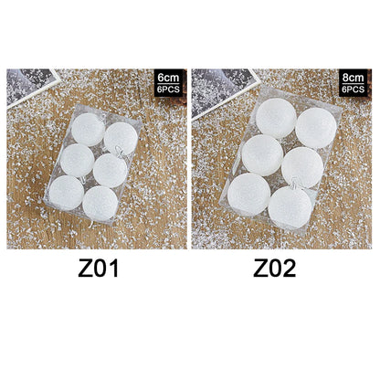 6pcs/box Christmas White Plastic Ball Christmas Tree Decoration