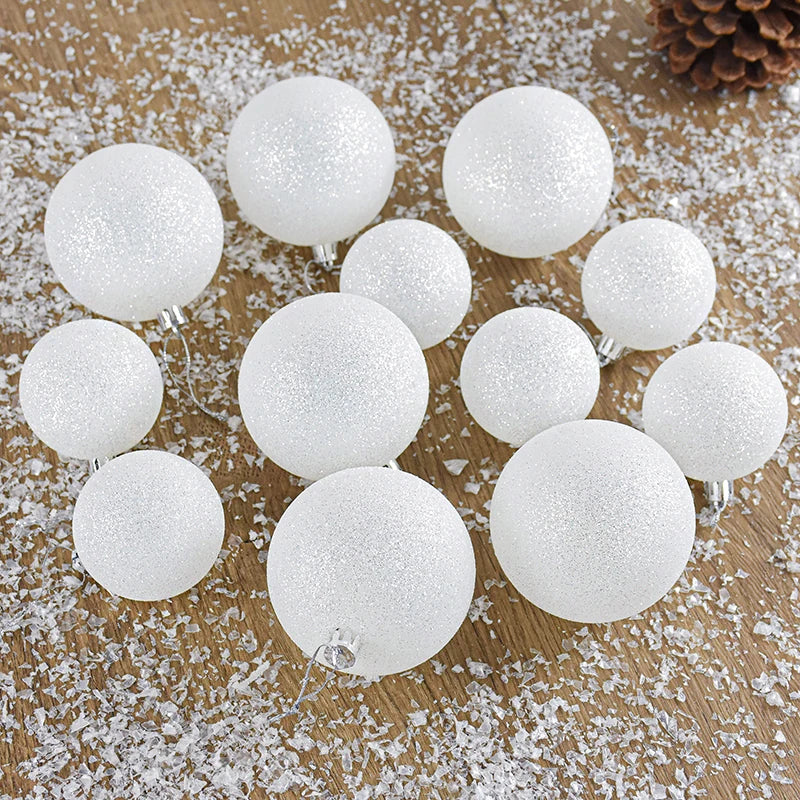 6pcs/box Christmas White Plastic Ball Christmas Tree Decoration