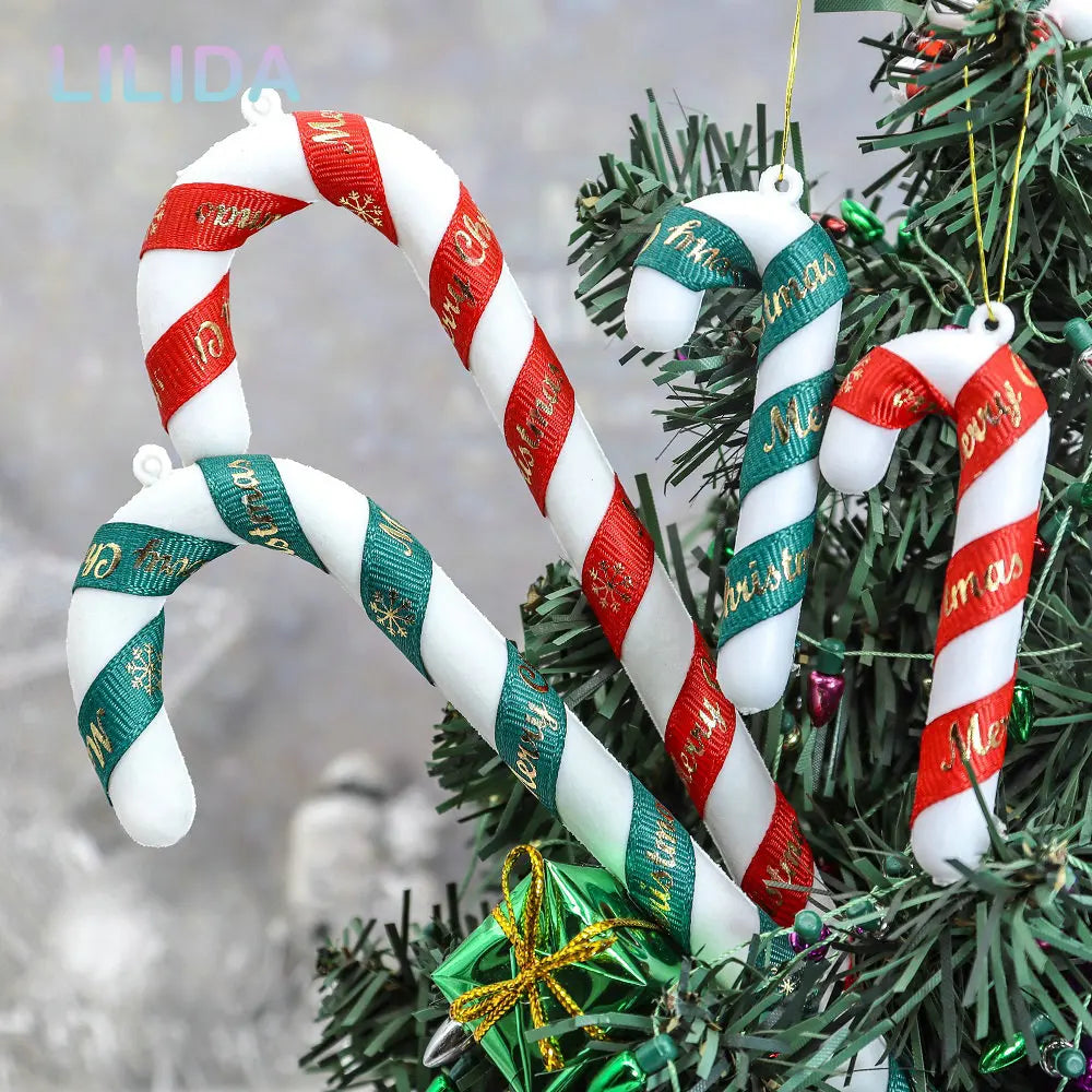 6pcs Candy Cane Christmas Tree Pendants Cane Decoration