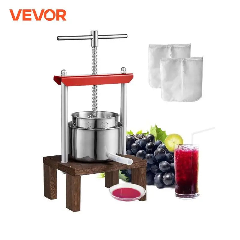 VEVOR 2L Orange Juicer Extractor Stainless Steel Household Manual Squeezer Fruit Tincture Wine Olive Pressing Kitchen Machine