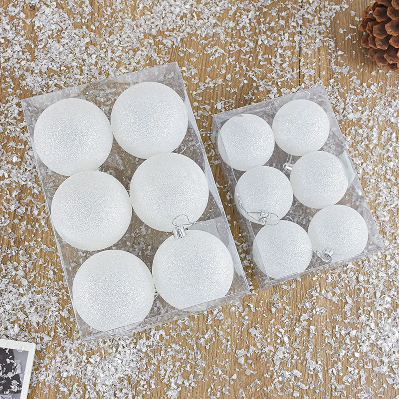 6pcs/box Christmas White Plastic Ball Christmas Tree Decoration