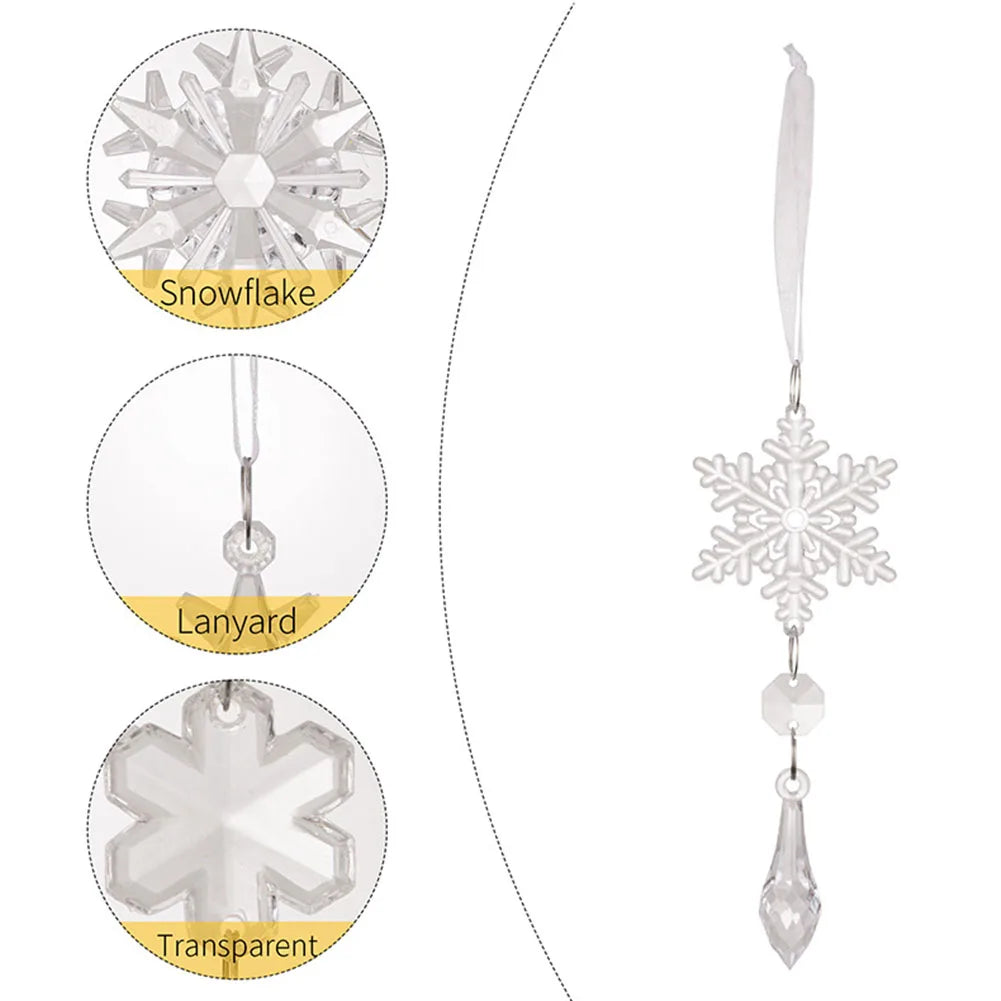 5pcs Christmas Clear Icicle Xmas Tree Pendant Acrylic Ice Snowflake Ornaments For Xmas