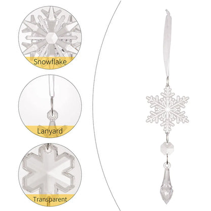 5pcs Christmas Clear Icicle Xmas Tree Pendant Acrylic Ice Snowflake Ornaments For Xmas