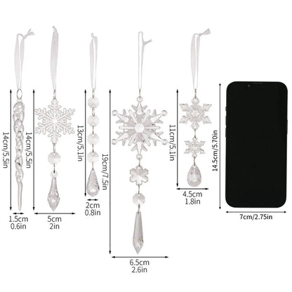 5pcs Christmas Clear Icicle Xmas Tree Pendant Acrylic Ice Snowflake Ornaments For Xmas