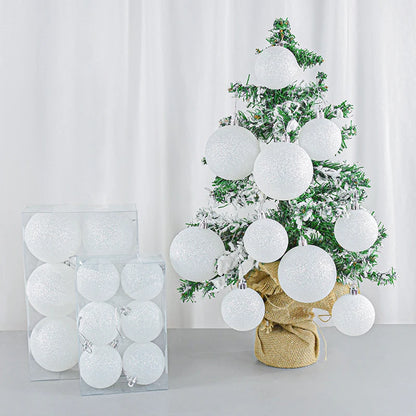 6pcs/box Christmas White Plastic Ball Christmas Tree Decoration