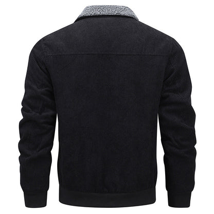 Winter Lapel Fleece Jacket With Pockets Warm Thicken Cotton Coat Men&