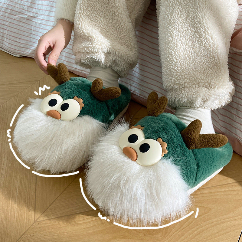 Cute Cartoon Christmas Deer Cotton Shoes for Winter