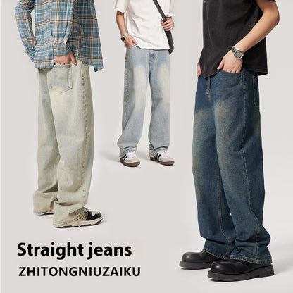 American Style Trend Washed Straight Jeans